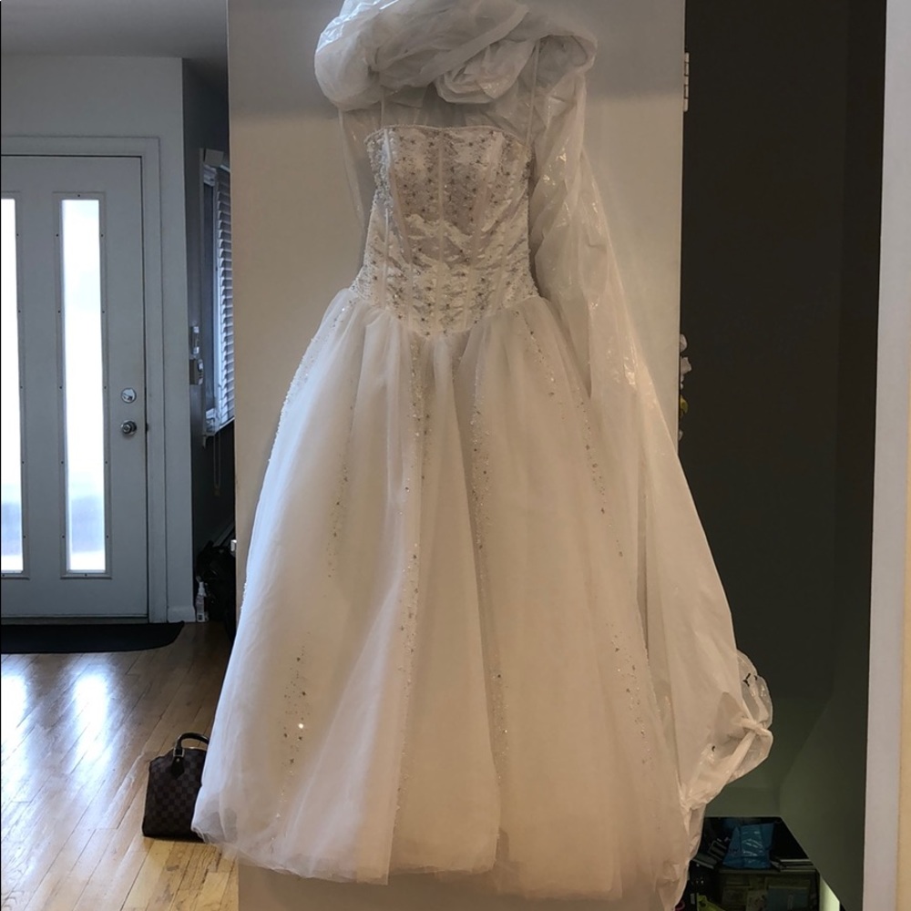 White Custom Ballgown with Pearl & Crystal Detail